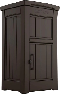 Keter Delivery Box for Porch with Lockable Secure Storage Compartment to Keep Packages Safe, One Size, Brown