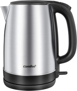 COMFEE' 1.7L Stainless Steel Electric Tea Kettle, BPA-Free Hot Water Kettle Electric with LED Light, Auto Shut-Off and Boil-Dry Protection, 1500W Fast Boil Electric Kettle