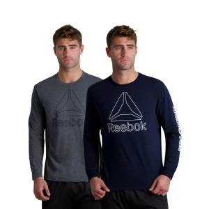 Reebok Men's Momentum Graphic Long Sleeve Tee Shirt, 2-Pack, up to Size 3XL