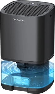 Dehumidifiers for Bedroom 35oz Small Dehumidifier for Home 2500 Cubic Feet(350sq ft) with 7 LED Lights, Ultra Quiet & Auto Shut off Dehumidifier for Bathroom Basement Closet Garage RV, Black