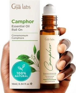 Gya Labs 100% Pure Camphor Oil Roll On - Fast Soothing Oil Rub for Chest, Stuffy Nose & Breathing - Made with 100% Natural White Camphor Essential Oil Aromatherapy Oil (0.34 Fl Oz)