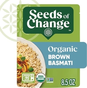 SEEDS OF CHANGE Certified Organic Brown Basmati Rice, Organic Food, 8.5 OZ Pouch