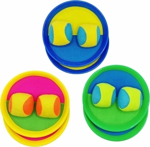 6 Paddles and 6 Balls 3 Colors Toss and Catch Ball Set,Outside Toys for Kids,Beach Ball Game Set,Playground Balls Game