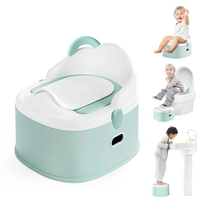 3-in-1 Toddler Potty Training Toilet & Detachable Training Seat & Sturdy Step Stool, Larger Potty Chair for Boy & Girl with Comfortable Backrest, Armrests, Splash Guard