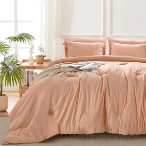 UNILIBRA Twin XL Comforter Set - 5 Pieces Bed in a Bag Twin XL Size Orange Soft for All Seasons - Cationic Dyeing Bedding Comforter Sets with Comforter, Flat Sheet, Fitted Sheet, Pillowcases & Shams