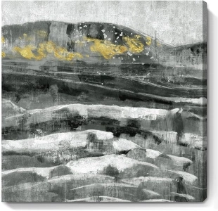 Black and White Wall Art Abstract Mountain Peaks Nature Landscape Neutral Seascape Painting Ocean Waves Canvas Print Modern Minimalist Textured Artwork for Home Bedroom Living Room Office 14x14inch