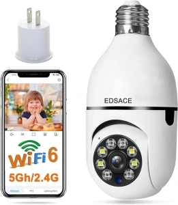 5G Light Bulb Security Camera Wifi Dual Band ,360 degree 1080P Security Camera, Wireless Indoor Camera Full Color,Smart Dome Camera with Auto Tracking, Light Socket Camera Surveillance PTZ Camera