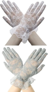 QPIXVB Lace Gloves,Lace Gloves Women,Tea Party Gloves,Bridal Wedding Sunblock Gloves, Opera Prom Halloween Cosplay Gloves