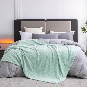Throw Blanket 50x60 Inches, 3D Jacquard Premium Lightweight Silky Fleece with Fluffy Fuzzy Sherpa for Bed, Sofa,Travel and Camping, 50