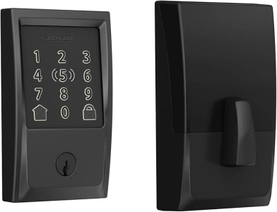 Schlage BE499WB CEN 622 Encode Plus WiFi Deadbolt Smart Lock with Apple Home Key, Keyless Entry Door Lock with Century Trim, Matte Black