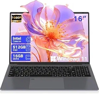 DERE 2024 Updated 16”Laptop Computer,16GB LPDDR4 512GB SSD, WIN11, Celeron N5805, 2560 * 1600 Notebook PC, Laptop with Fingerprint Unlock and Backlit Keyboard, HDMI,WiFi for Work,Study,Grey