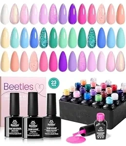 Beetles Gel Nail Polish Set-20 Colors Summer Hot Pink Unicorn Bright Glitter Manicure Collection Gel Polish Yellow Green Rainbow Color Kit with Base Gel Matte Glossy Top Coat