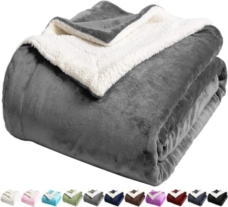 LBRO2M Sherpa Fleece Bed Blanket King Size Super Soft Fuzzy Plush Warm Cozy Fluffy Microfiber Couch Throw Velvet Double Reversible Luxurious Blankets,Grey