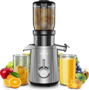 Slow Masticating Machines With Exclusive Filter Technology for High Juice Yield & Easy Clean,4.2'' Extra Large Feed Chute Cold Press Juicer Machine Fit Whole Fruits Vegetables,Silver Grey