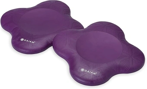 Gaiam Yoga Knee Pads (Set of 2) - Yoga Props and Accessories for Women / Men Cushions Knees and Elbows for Fitness, Travel, Meditation, Kneeling, Balance, Floor, Pilates Purple