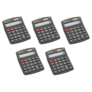 Amazon Basics LCD 8-Digit Desktop Calculator, Black - 5 Pack