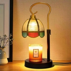 Candle Warmer Lamp, Home Decor, Timer, Dimmable, Adjustable Height, with 2 Bulbs,for Scented Jar Candles(Colored Shade)