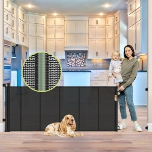 Reinforcement Strip Design 80 Inch Retractable Baby Gates Extra Wide Baby Gate for Large Openings Retractable Dog Gate for The House Extra Long Baby Gate Retractable Mesh Gate for Kids and Pets