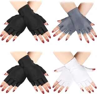 4 Pairs UV Gloves for Nail Lamp Light Manicure Gloves UV Light for Gel Nails, Hand UV Protection Gloves for Nail UV lamp