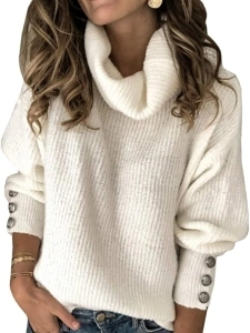 Sovelen Women's Oversized Turtleneck Chunky Pullover Sweaters Cowl Neck Long Sleeve Winter Slouchy Loose Knit Sweaters