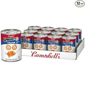 Campbell's SpaghettiOs Original Canned Pasta Plus Calcium, 15.8 oz Can (Pack of 12)