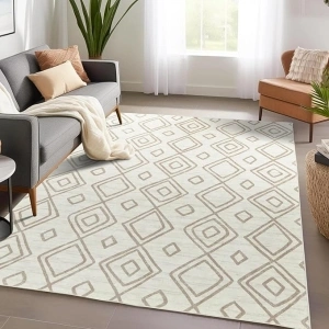 jinchan Area Rug 3x5 Entryway Rug Moroccan Rug Washable Rug Taupe Rug Modern Geometric Accent Rug Contemporary Faux Wool Soft Rug Indoor Door Mat Non Slip Carpet Kitchen Bathroom Living Room Bedroom