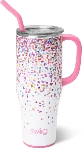 Swig Life 40oz Mega Mug, 40oz Tumbler with Handle and Straw, Extra Large Insulated Tumblers, Cup Holder Friendly Travel Mug (Confetti)