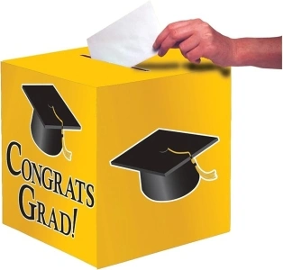 Creative Converting Congrats Grad Card Holder Box, School Bus Yellow -