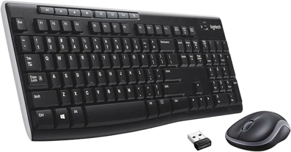 Logitech MK270 Wireless Keyboard And Mouse Combo For Windows, 2.4 GHz Wireless, Compact Mouse, 8 Multimedia And Shortcut Keys, For PC, Laptop - Black