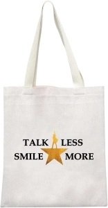 GJTIM Novelty Hamilton Musical Gift Hamilton Lyrics Canvas Tote Bag Talk Less Smile More Shopping Bag (Smile More Shoppingbag)