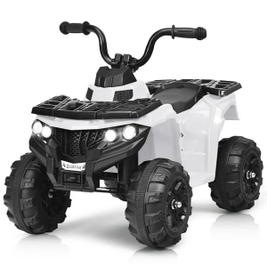 Costway Kids Ride On 4 Wheeler Electric Toy Car ATV Quad 6V Battery Power Led Lights White