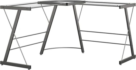 Ameriwood Home Odin Glass L-Shaped Computer Desk, Gray