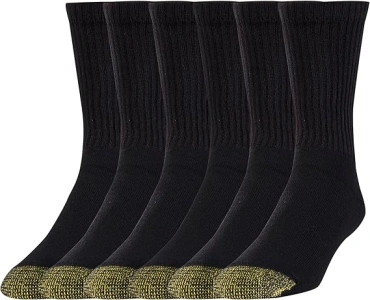 GOLDTOE Men's Cotton Blend Athletic Crew Socks, 6-Pairs