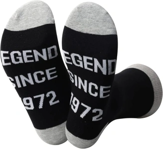 JXGZSO Funny 52th Birthday Sock Legend Since 1972 Novelty 52 Years Old Birthday Gift For Men