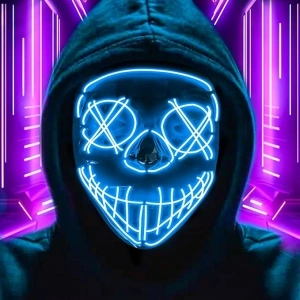 LED Mask Halloween Light Up Scary Costumes Purge Mask Glow in the Dark for Adults Halloween, Cosplay, Masquerade Parties, Rave, Carnivals, Gift