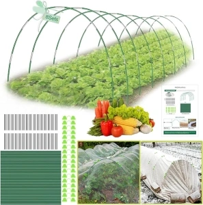 48 Pcs Garden Hoops for Raised Beds, 8 Sets of 8.5 FT Long Garden Hoops, Rust-Free Fiberglass Greenhouse Hoops Grow Tunnel for Netting, DIY Plant Support Garden Stakes for Row Cover