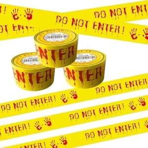 3PCS Halloween Decorations Caution Tape, 2 inch x 82 feet Do Not Enter Caution Tape Roll Yellow Scary Hazard Warning Tape Safety DIY Spooky Outdoor Decorative for Party,Door,Danger Areas,Barricade