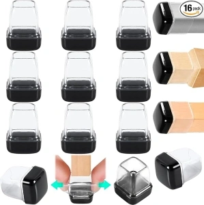 Chair Sliders for Carpet, 16PCS Furniture Sliders for Carpeted Floors & Hardwood Floors, Square Chair Glide Pads for Quickly and Easily Moving Furniture, Protect Floor(Clear, Fit 0.5