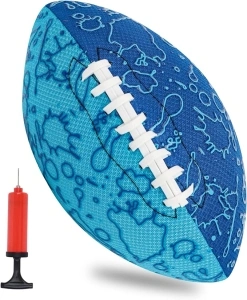 LOVEINUSA Inflatable Football for Kids, Practice Football with Pump 9.3 Inch Rubber Football with Special Grip Pattern for Kids