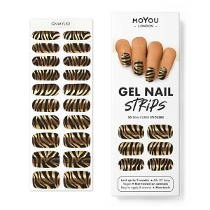 MOYOU LONDON Semi Cured Gel Nail Strips Animal Print 20 Pcs. UV Gel Nail Wraps for Salon-Quality Manicure, Easy to Apply, Trim, & Remove