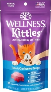 Wellness Kittles Crunchy Natural Grain Free Cat Treats, Tuna & Cranberry, 2-Ounce Bag