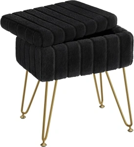 Greenstell Vanity Stool Chair Faux Fur with Storage, 15.7