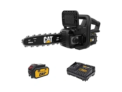 Cat DG230 18V Brushless 12” Chainsaw, Battery Chainsaw with Tool-Free Chain Tensioning, Electric Chainsaw Cordless with Inertia Chain Brake for Safety – Battery & Charger Included