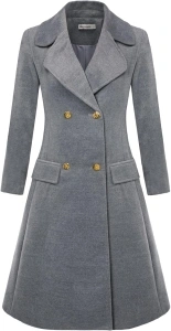 GRACE KARIN Women Lapel Fall Winter Double Breasted Pea Coats Trench Overcoat Jacket Outwear