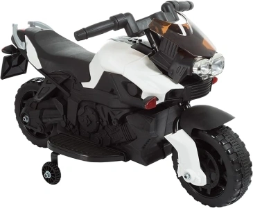 Kids Motorcycle - Electric Ride-On with Training Wheels and Reverse Function - 6V Battery Power Motorbike for Kids Ages 3 to 6 by Lil' Rider (White)