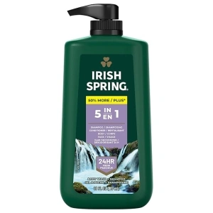 Irish Spring 5 in 1 Body Wash for Men, Men's Body Wash, Smell Fresh and Clean for 24 Hours, Conditions and Cleans Body, Face, and Hair, Made with Biodegradable Ingredients, 30 Oz Pump