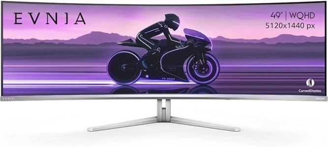 PHILIPS Evnia 49M2C8900 49'' QD OLED Curved Gaming Monitor, Wide Dual QHD, 240Hz, AMD FreeSync Premium Pro, USB-C Docking, Built in KVM, Height Adjustable, Xbox PS5 Switch Compatible, 4-Year Warranty