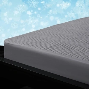 Luxury Cooling Fitted Sheet Twin Size, Soft Cooling Jersey Fabric with Breathable Air Flow Layer, Cooling Bedding for Hot Sleeper, Deep Pocket Up to 15