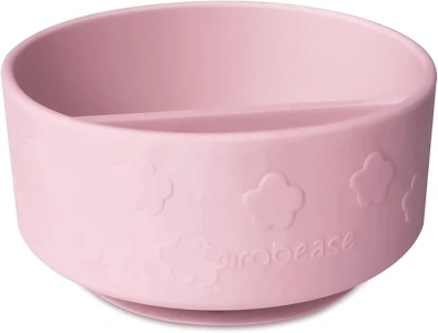 Grabease Baby Bowls Silicone Bowls for Toddler Baby Feeding Divided Bowl, Dishwasher and Sterilizer Safe, Pink