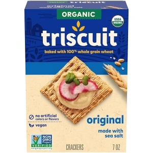 Triscuit Organic Original Whole Grain Wheat Crackers, Organic Crackers, Vegan Crackers, 7 oz